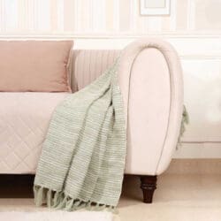 Green Soft Striped Throw - Image 4
