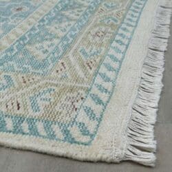 Vintage Blue and Ivory Medallion Hand-Knotted Rug Swatch - Image 3