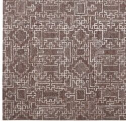 Brown and Cream Geometric Tufted Rug Swatch