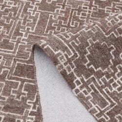 Brown and Cream Geometric Tufted Wool Rug - Image 5
